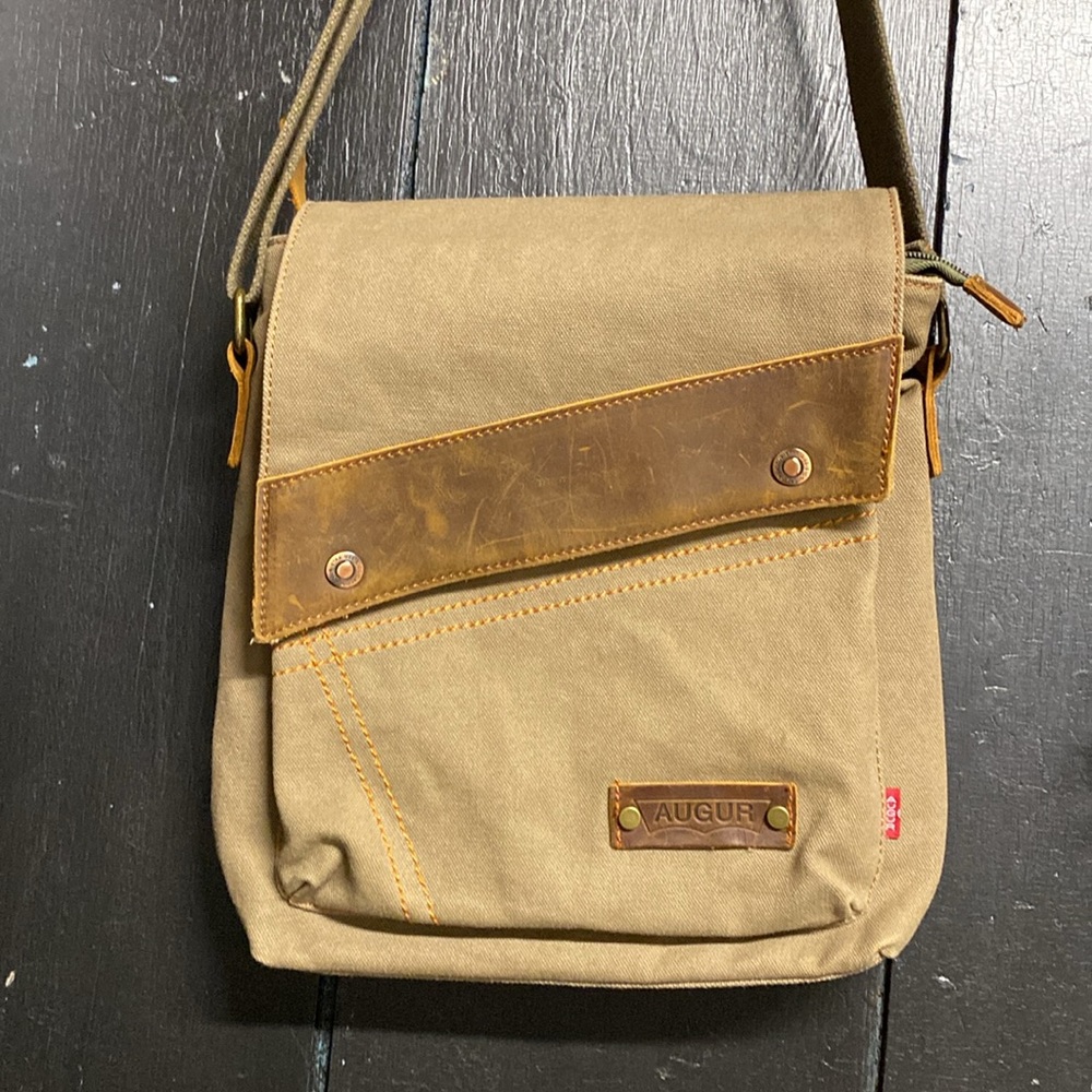 Auger Mens adjustable strap Canvas Messenger Commuter Crossbody Bag